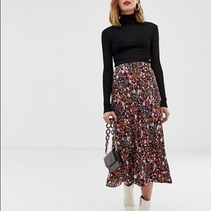 Floral Meadow Bias Cut Midi Skirt